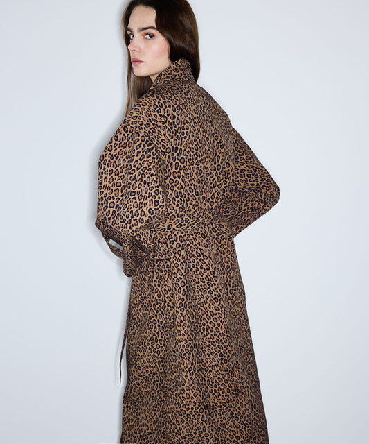 Leopard Print Technical Trench Coat