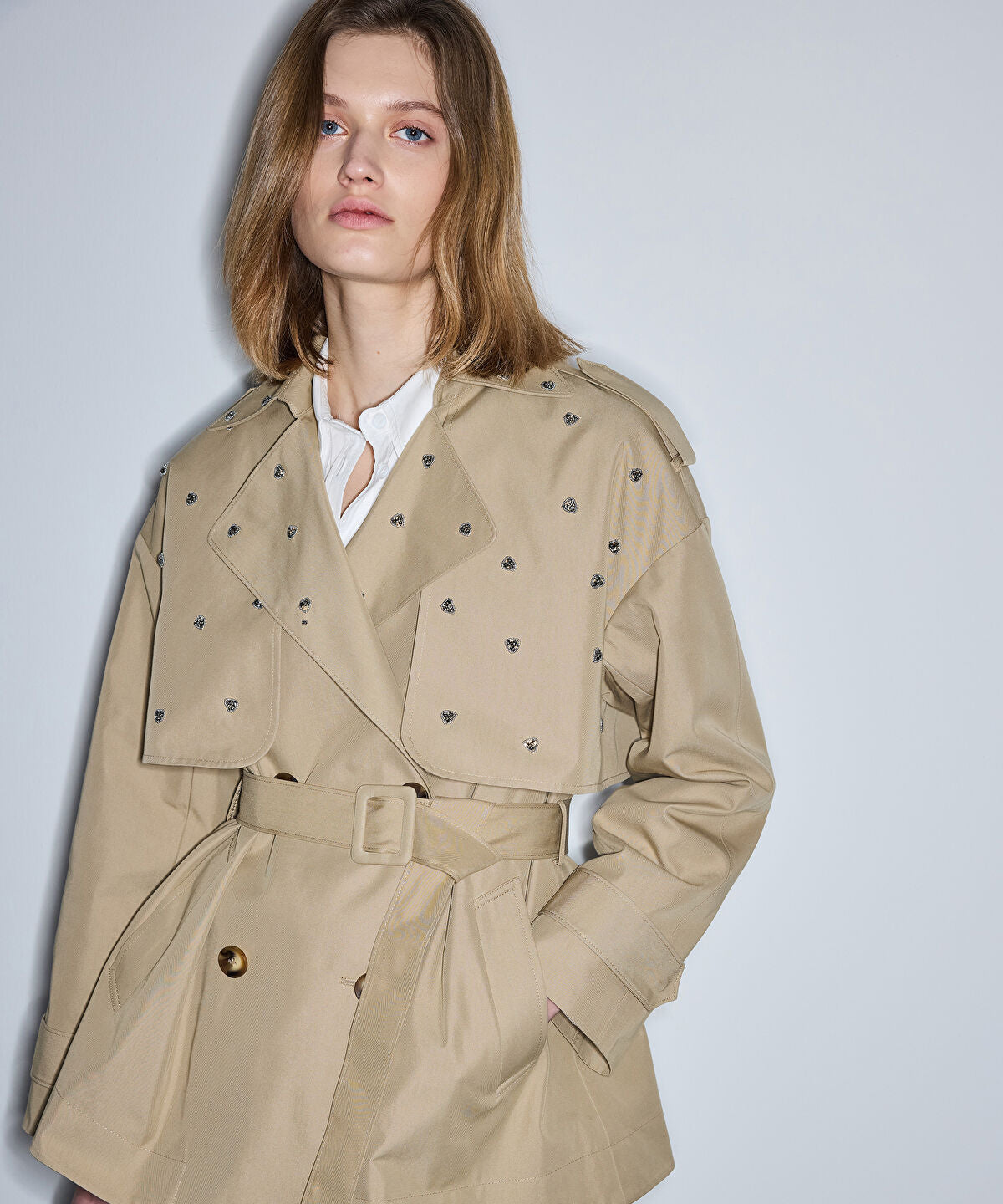 Zoomed Embellished Trench Coat