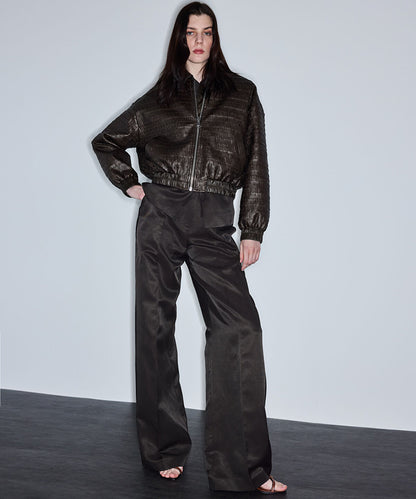 Leather-Effect Textured Coat