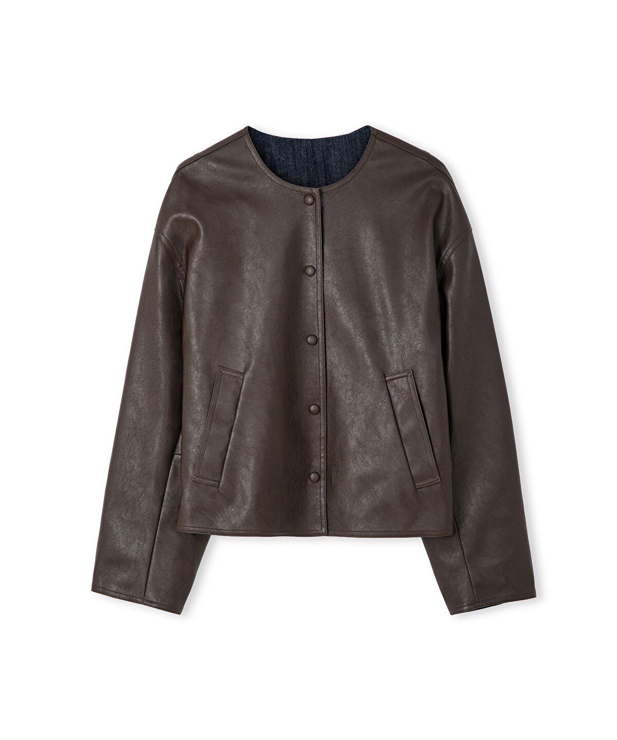 Zoomed Leather-Effect Reversible Coat