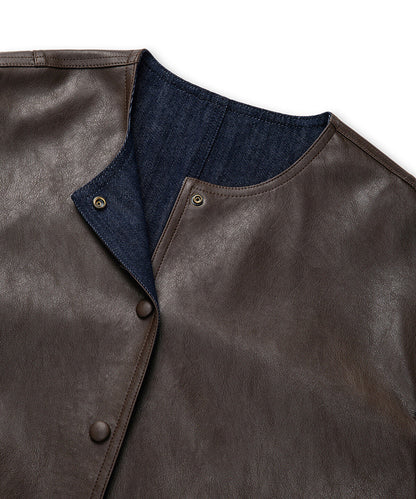 Leather-Effect Reversible Coat