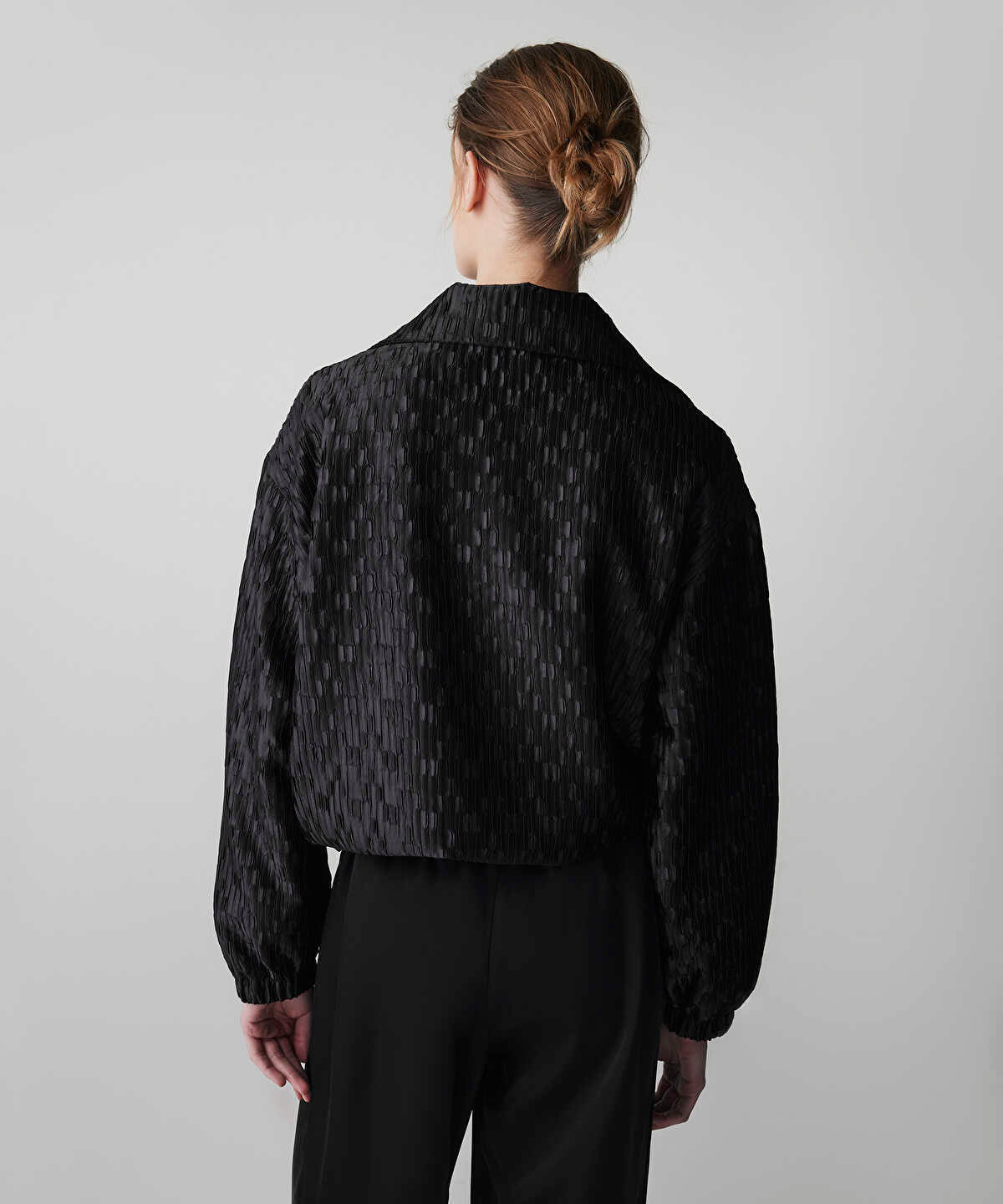 Zoomed Textured Bomber Coat