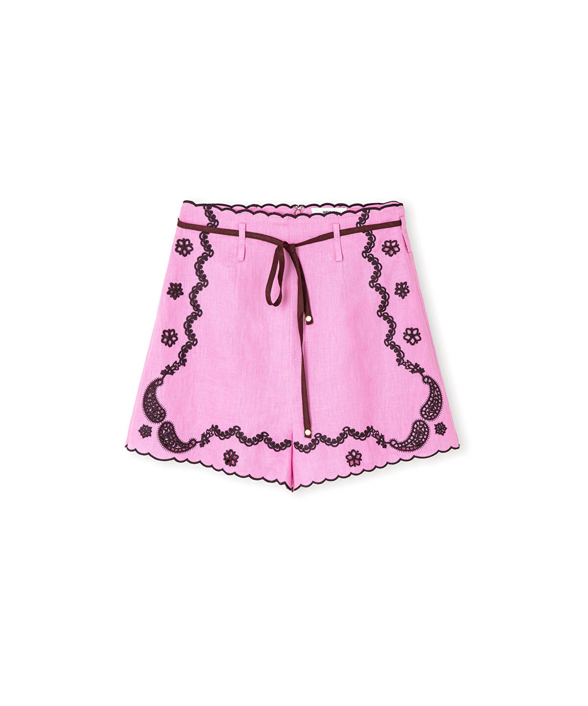 Linen Shorts with Contrast Embroidery