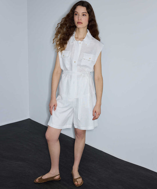 Linen Shorts with Embellishments