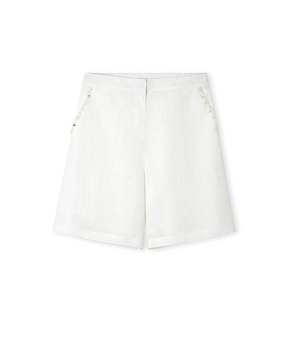 Linen Shorts with Embellishments