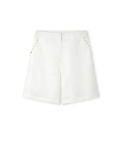 Linen Shorts with Embellishments