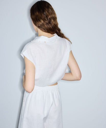 Linen Shorts with Embellishments