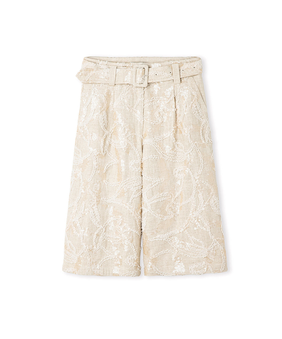 Embellished Belted Shorts