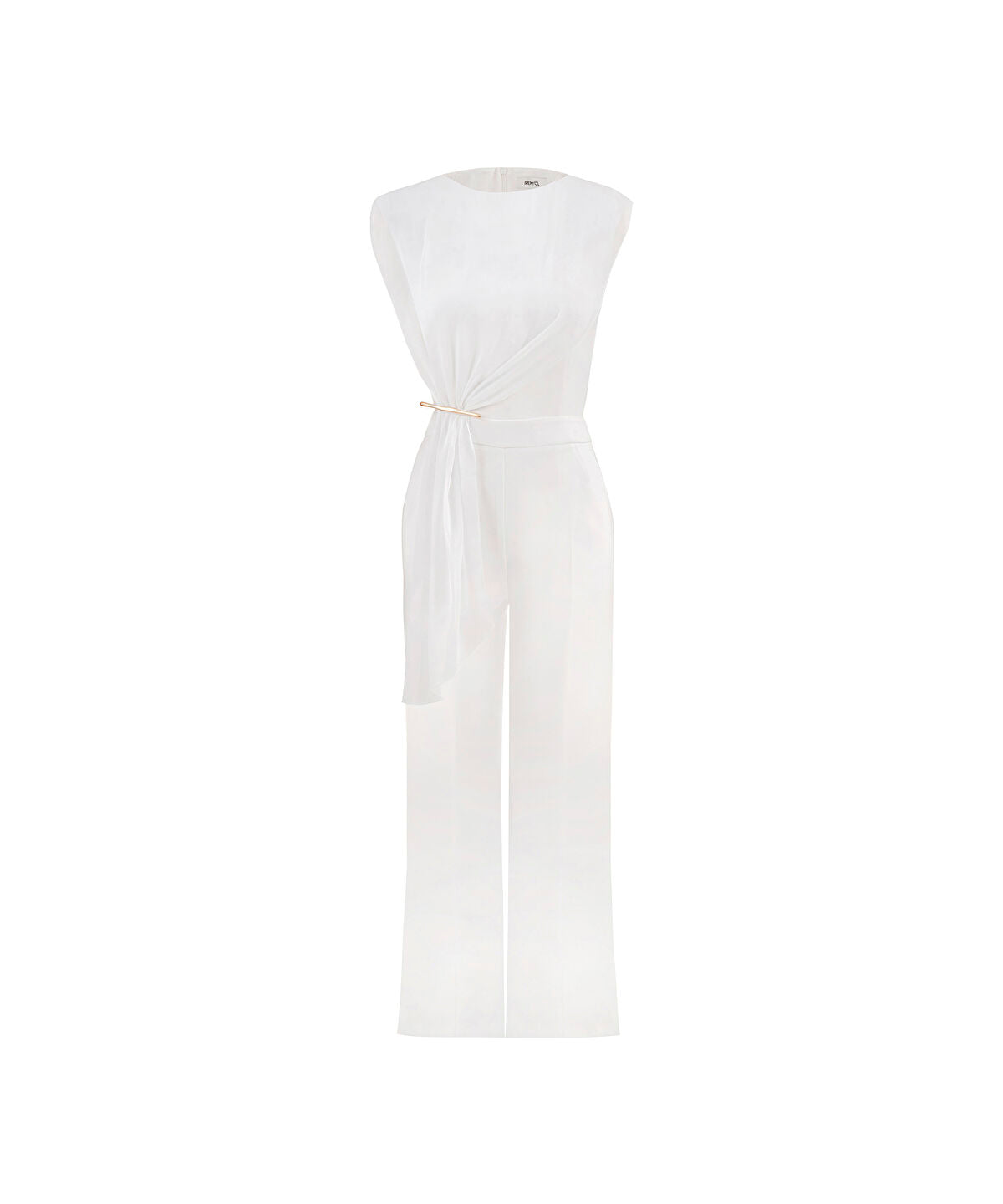 Zoomed Pleated Jumpsuit with Gold Accent