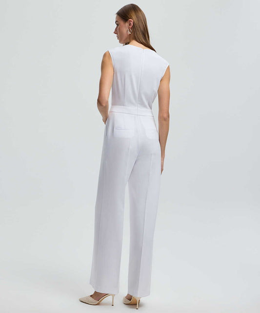 Pleated Jumpsuit with Gold Accent