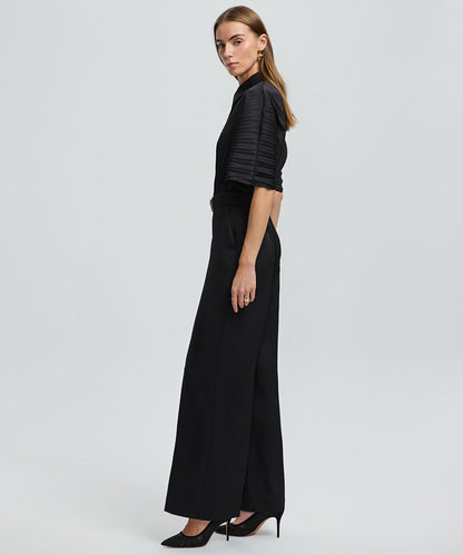 Pleated Wide-Leg Jumpsuit
