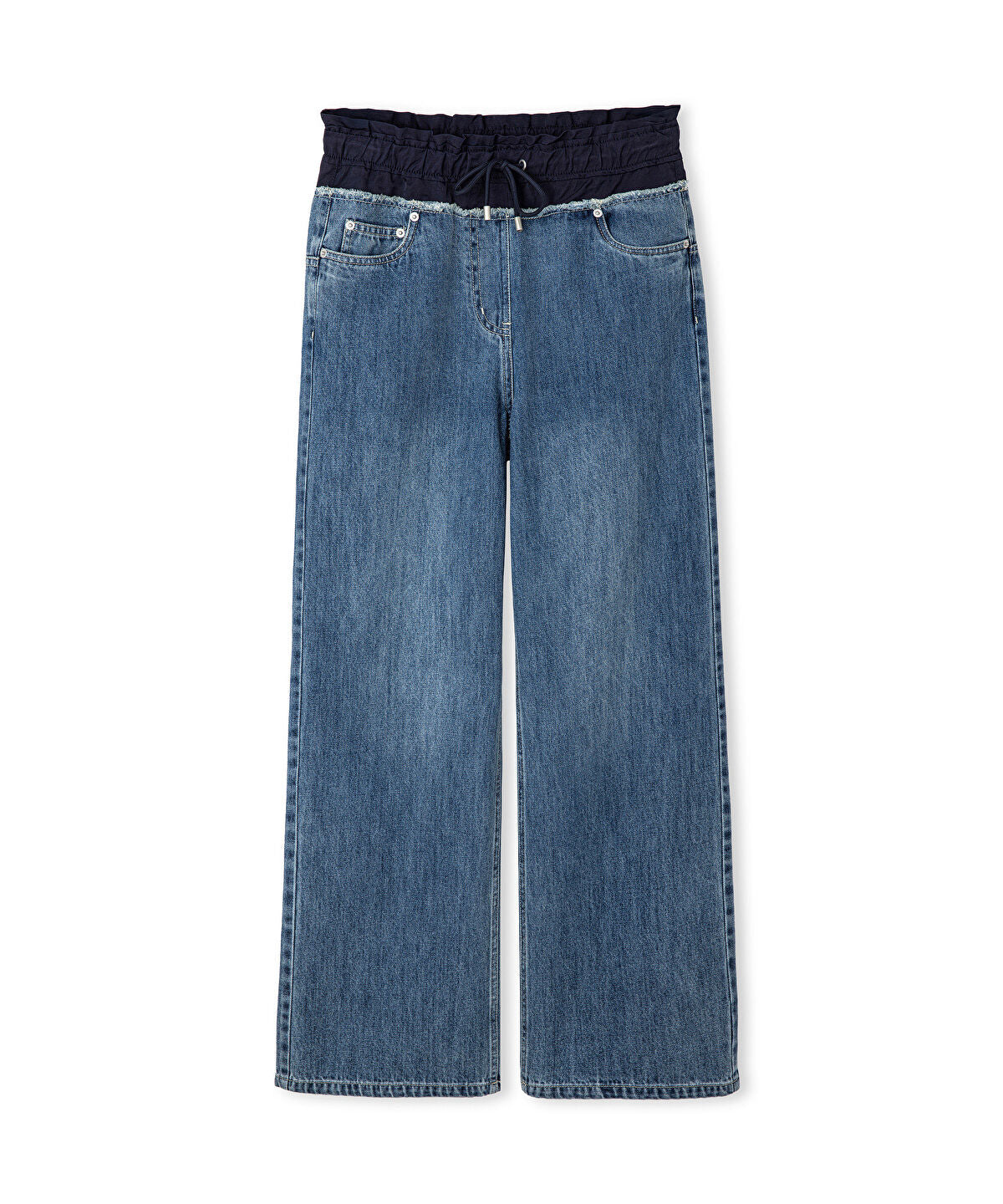 Zoomed Contrast Waist Jeans