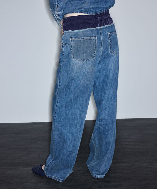 Contrast Waist Jeans