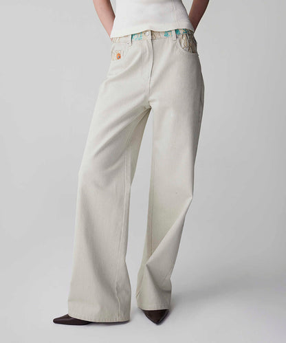 Embroidered Non-Denim Jeans