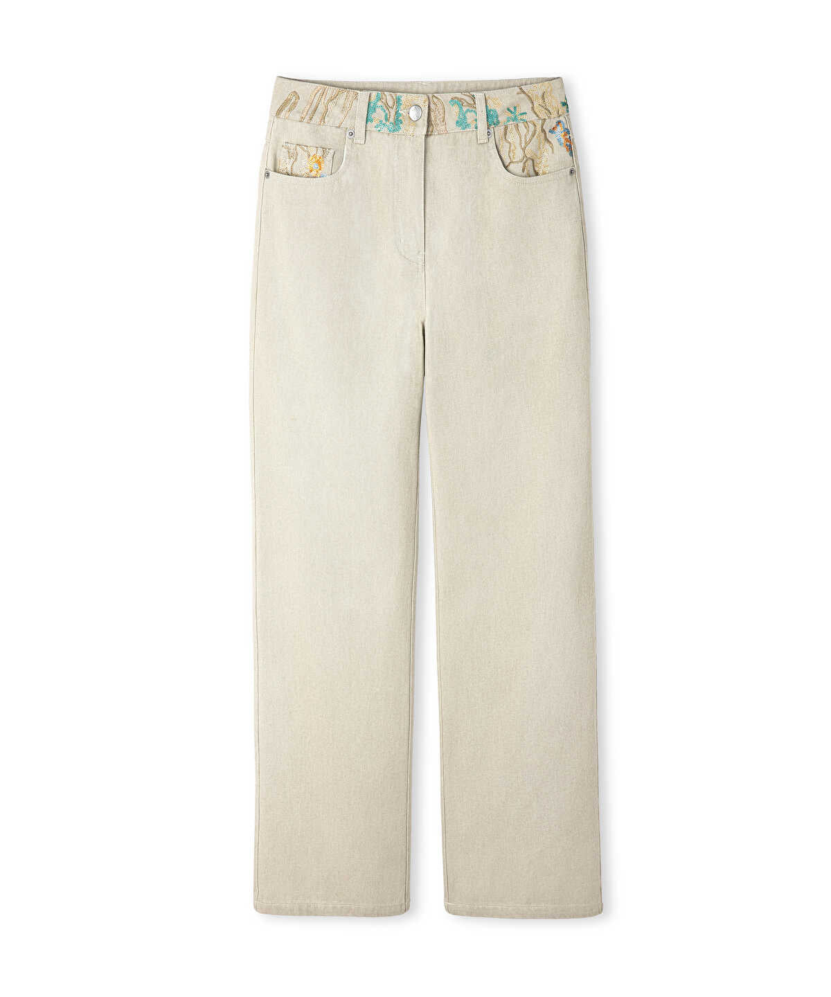 Embroidered Non-Denim Jeans