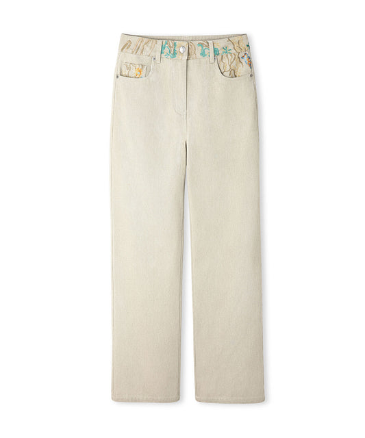 Embroidered Non-Denim Jeans