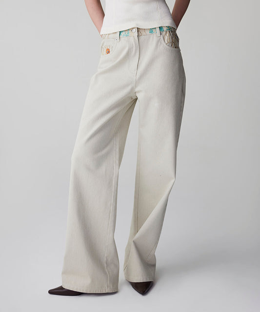 Embroidered Non-Denim Jeans