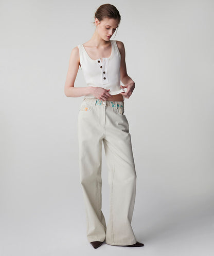 Embroidered Non-Denim Jeans