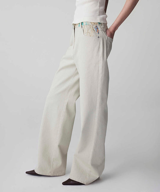 Embroidered Non-Denim Jeans