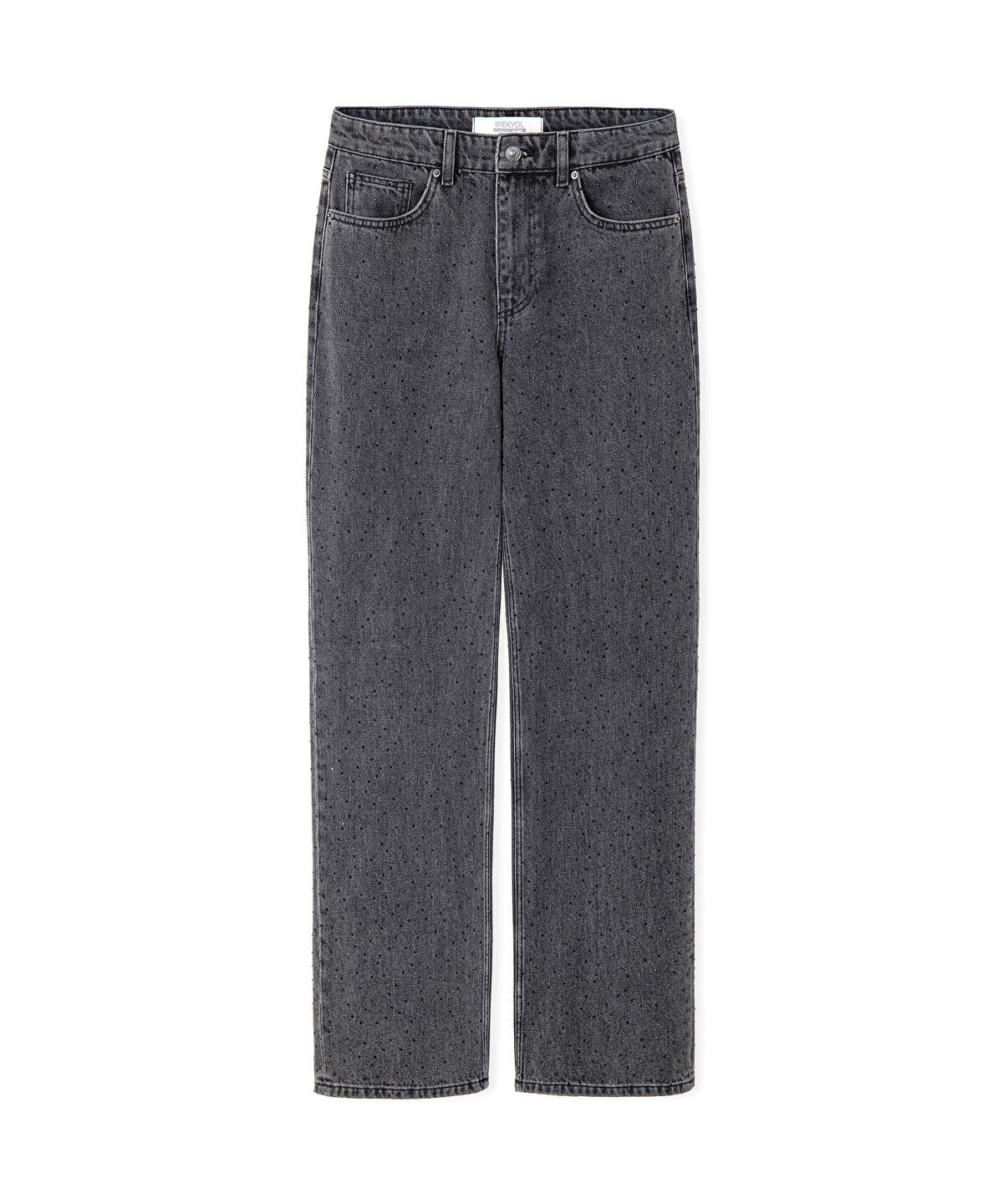 Zoomed Rhinestone Wide Leg Jeans