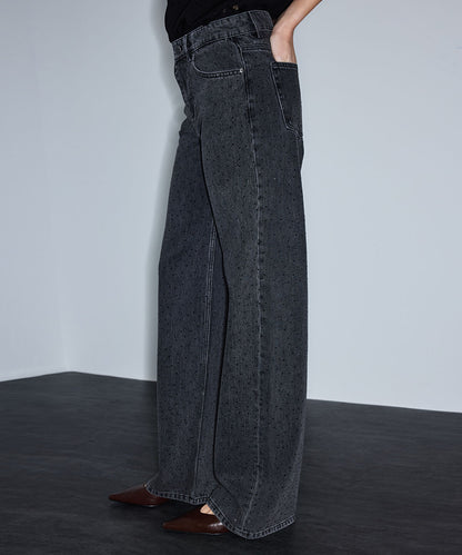 Rhinestone Wide Leg Jeans