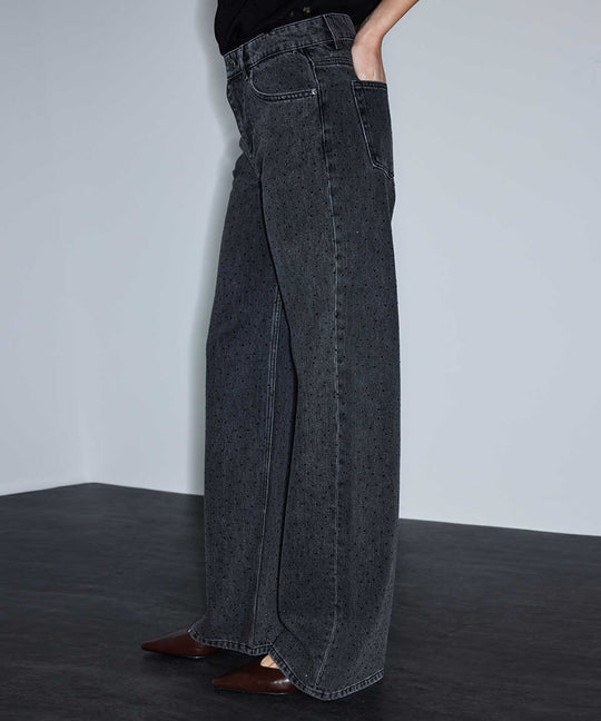Rhinestone Wide Leg Jeans