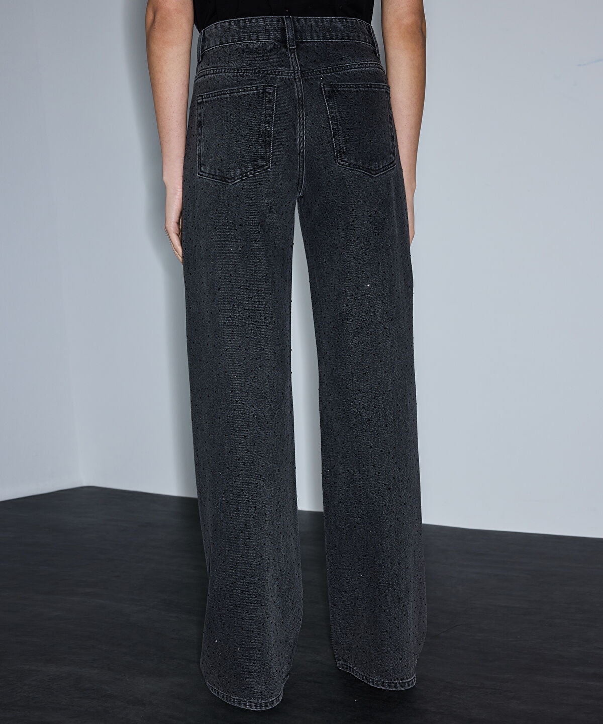Zoomed Rhinestone Wide Leg Jeans