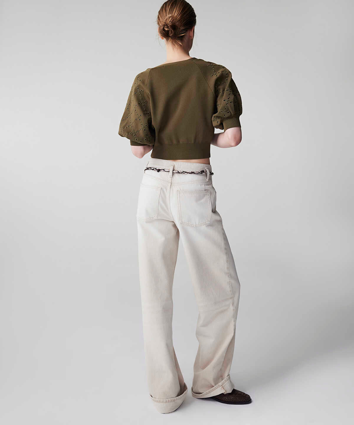 Zoomed Belted Wide Leg Jeans