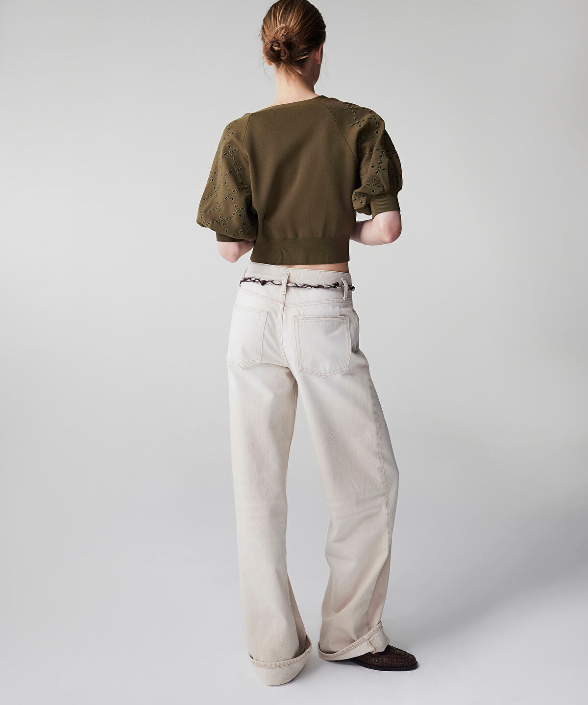 Zoomed Belted Wide Leg Jeans