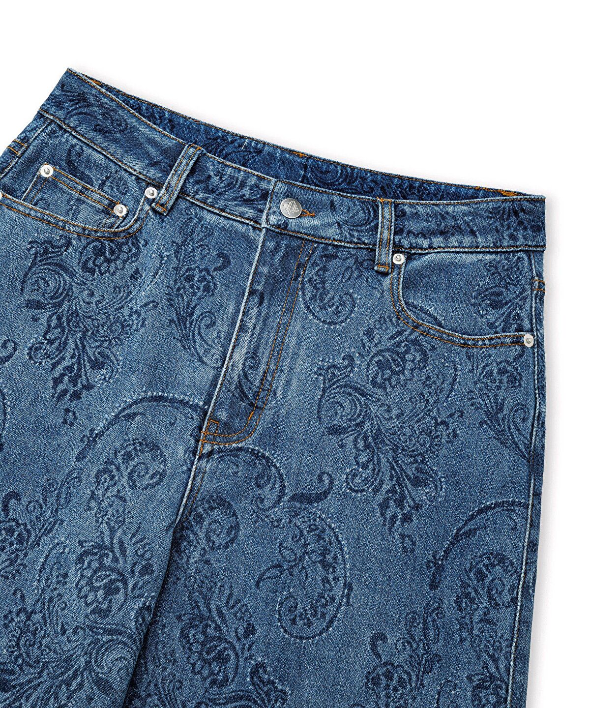 Zoomed Printed Wide-Leg Jeans