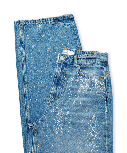 Rhinestone Wide-Leg Jeans