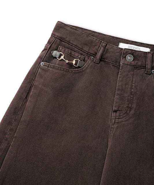 Wide-Leg Chain Jeans 