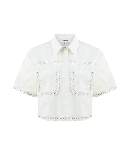 Lace-Trim Poplin Shirt