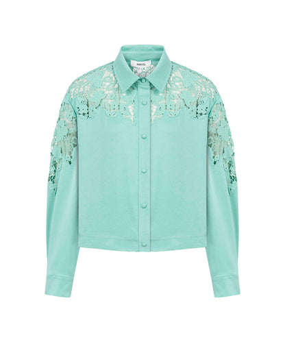 Shirt with Floral Lace Panel