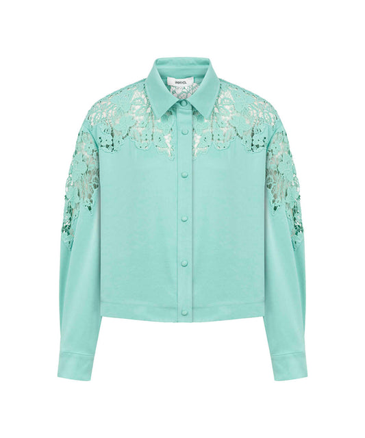 Shirt with Floral Lace Panel