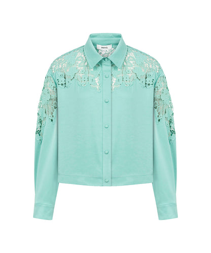 Shirt with Floral Lace Panel