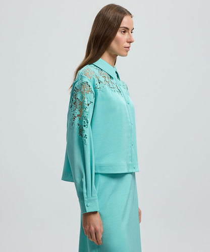 Shirt with Floral Lace Panel