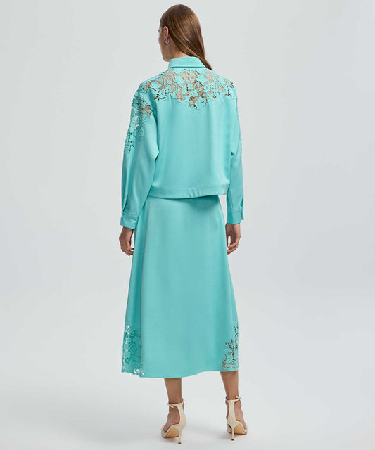 Shirt with Floral Lace Panel