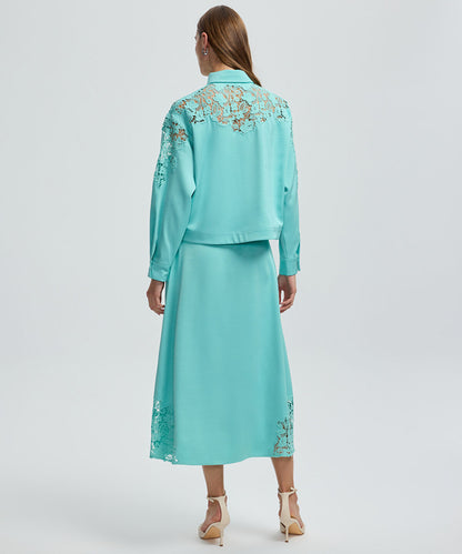 Shirt with Floral Lace Panel