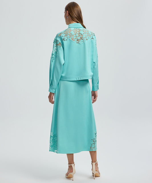 Shirt with Floral Lace Panel