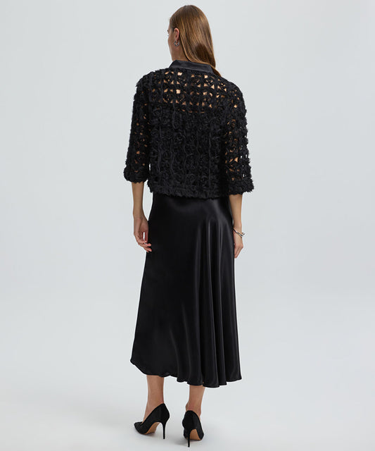 Textured Satin Trim Shirt