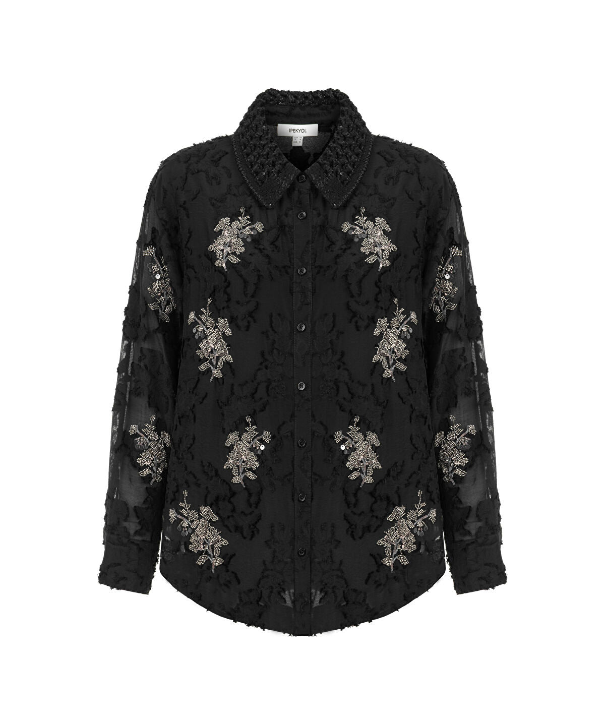 Zoomed Embellished Knit Collar Shirt