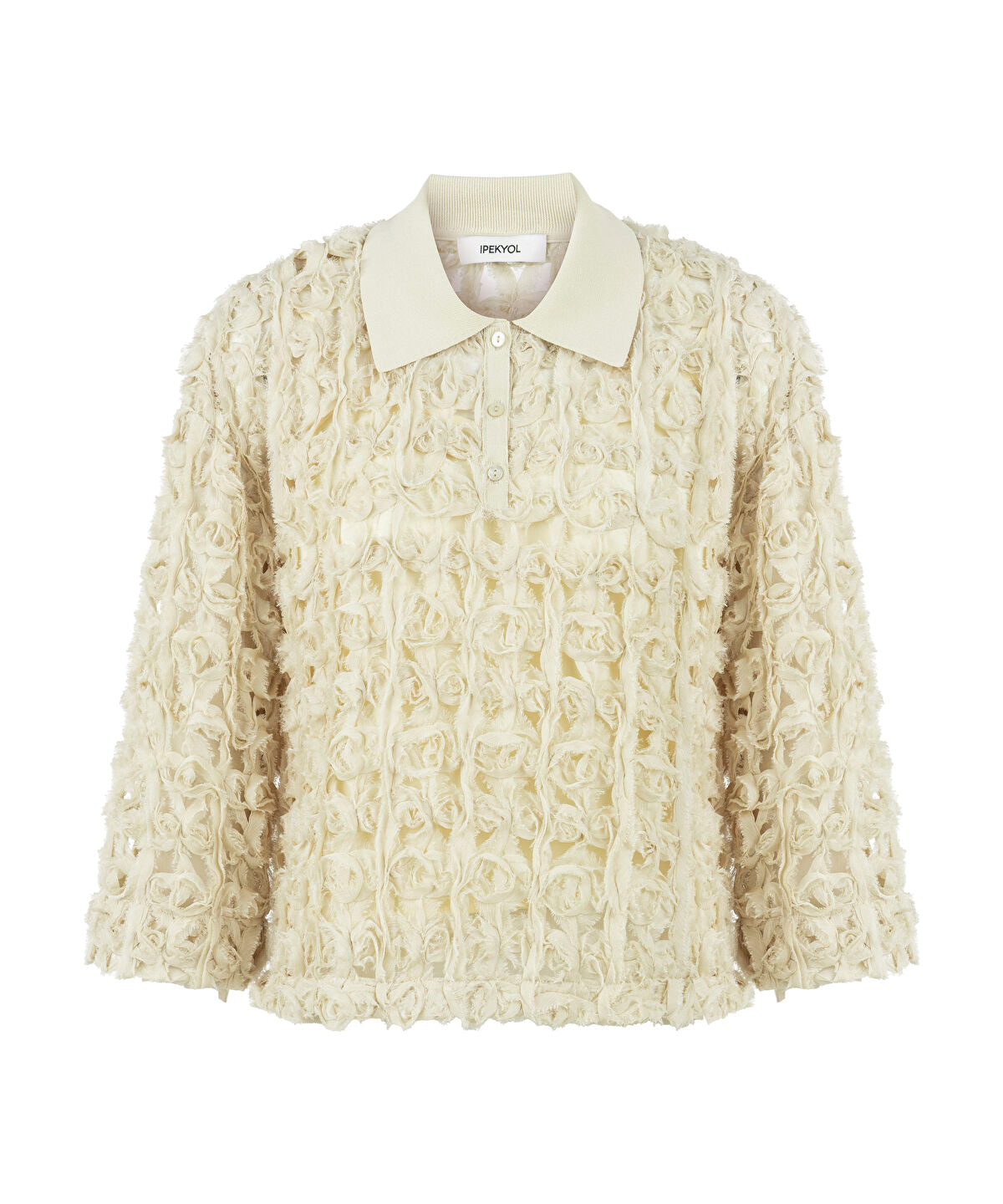 Zoomed Contrast Collar Textured Shirt