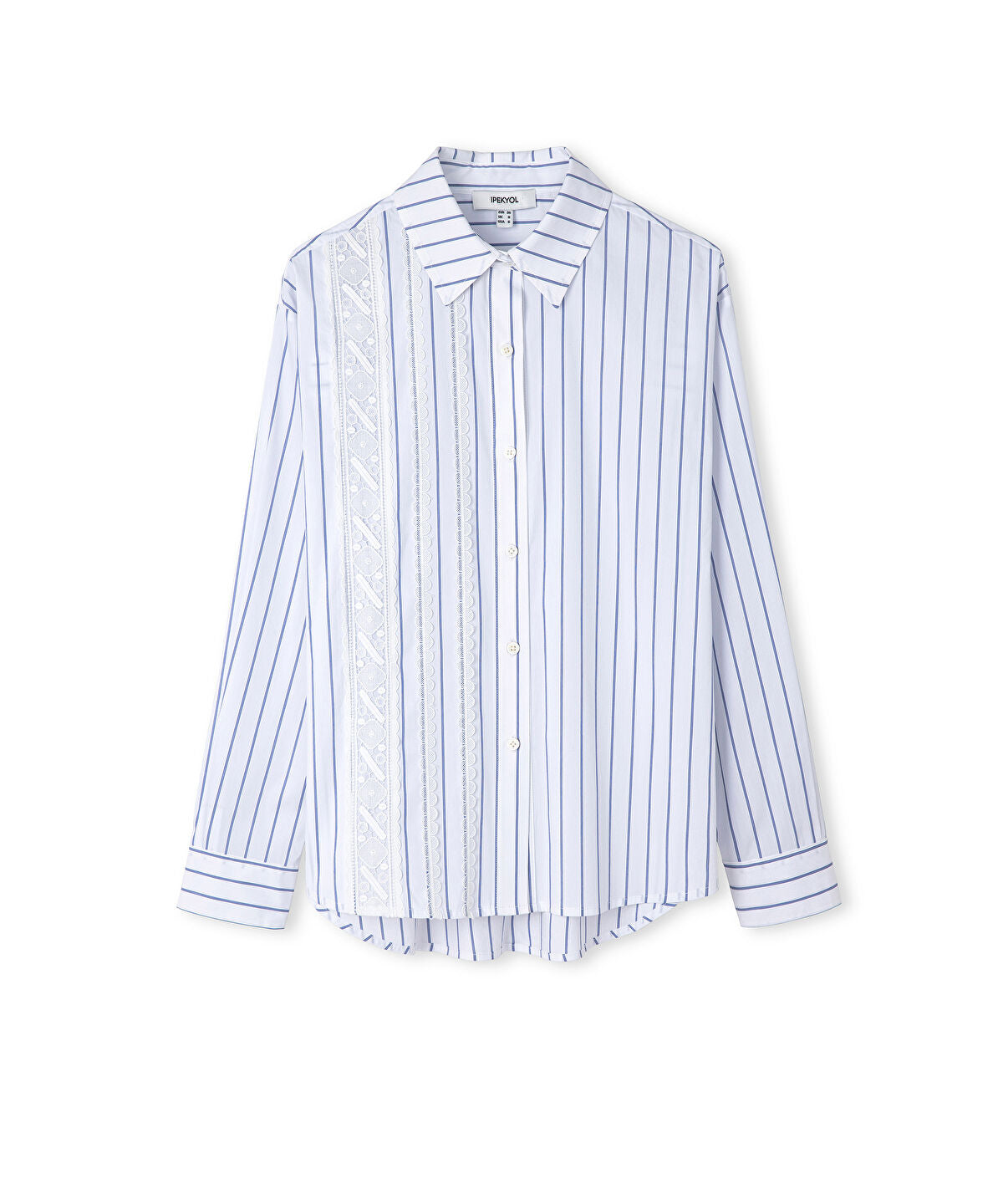 Zoomed Lace-Trim Striped Shirt