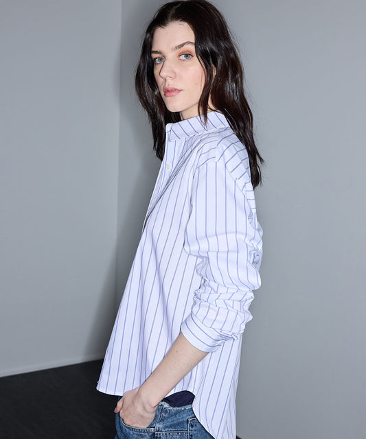 Lace-Trim Striped Shirt