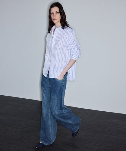 Lace-Trim Striped Shirt