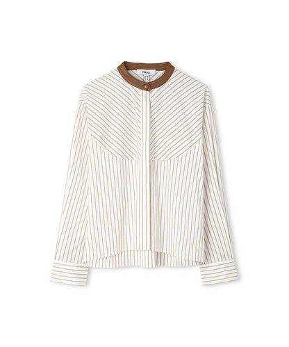 Contrast Collar Striped Shirt