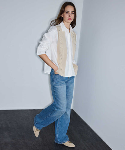 Embellished Mixed Media Shirt 