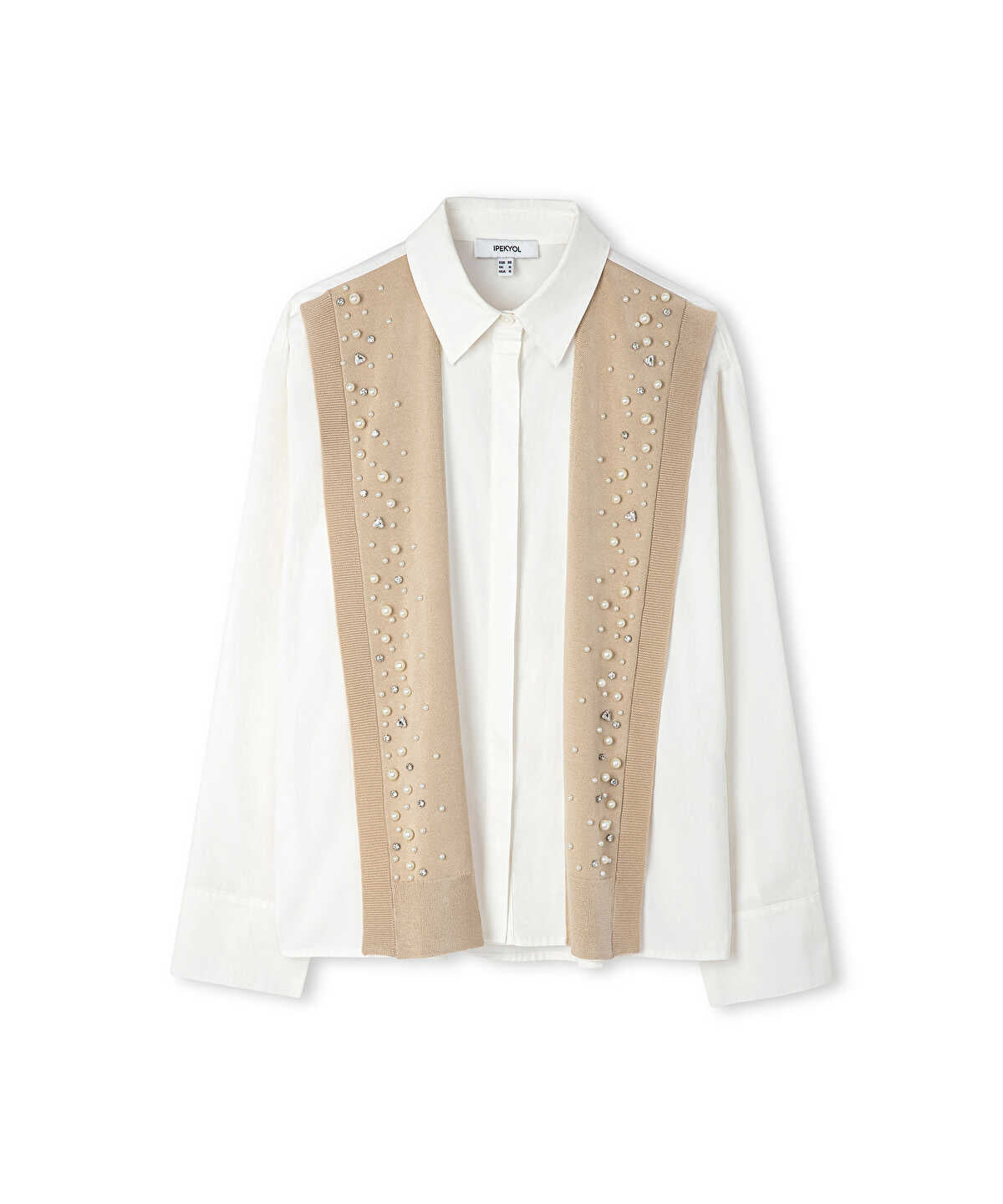 Zoomed Embellished Mixed Media Shirt 