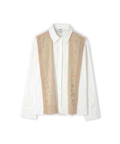 Embellished Mixed Media Shirt 